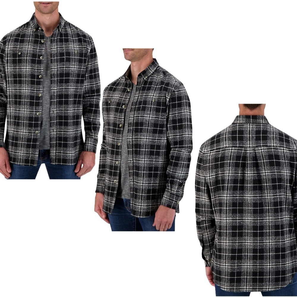Report Collection Plaid Button-Front Shacket black gray Sz S